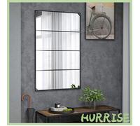 Cocosity Miroir Mural Verrière Rectangulaire Style Industriel, Horizontal Ou Vertical Avec 4 Crochets, En Métal Noir 109 X 69 Cm