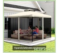Cocosity Moustiquaires Pour Tonnelle Barnum Pavillon De Jardin 3 X 3 M - Lot De 4 Moustiquaires Zippées + Crochets D'Attaches - Po