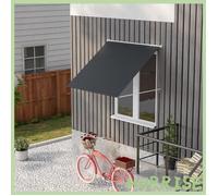 Cocosity Store Banne Manuel Auvent Rétractable Inclinaison Réglable 150 X 120 Cm Protection Uv Aluminium Polyester Gris Foncé