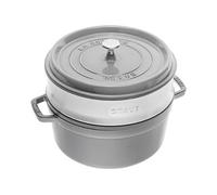 Cocotte avec panier vapeur 24 cm, Rond(e), Gris graphite, Fonte