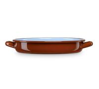 Briebe Terra Ramequin à induction 40 cm Casserole basse 7 L, Acier émaillé Vintage- Marron