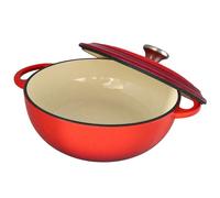 Cocotte basse ronde - BAUMALU - Tradition 26 cm - 4 L - Fonte émaillée rouge - Induction