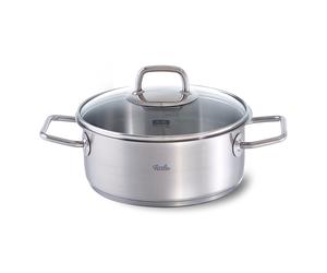 Cocotte basse VISEO 20 cm, argent, acier inoxidable, Fissler