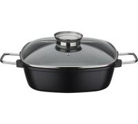 Cocotte carrée GSW Gourmet Granit 28 x 28 cm, Fonte d'aluminium massive, Tous feux dont induction, Couvercle arôme, Sans PFAS, Noir