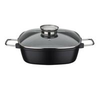 Cocotte carrée - Tous feux dont induction - GSW - GOURMET GRANIT - 28 x 28 cm - Fonte d'aluminium massive - Sans PFAS - Noir
