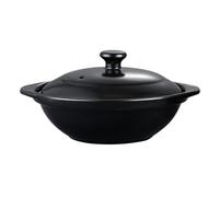 Cocotte Casserole en céramique de riz argile émaillée noire, marmite cuisson, plat, ensemble cocottes(610ml)