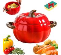 Cocotte Citrouille Marmite Citrouilles Casserole Forme Citrouille, Marmite Citrouilles avec Couvercle Décorative pour Mijoter Rôtir et Idéale Cuisine Familiale Automne Halloween (Rouge,Grand)