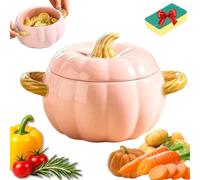 Cocotte Citrouille Marmite Citrouilles Casserole Forme Citrouille, Marmite Citrouilles avec Couvercle Décorative pour Mijoter Rôtir et Idéale Cuisine Familiale Automne Halloween (Rose,Grand)