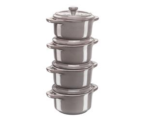 Cocotte cuisson four 10 cm, set de 4 pc, gris, céramique, Staub
