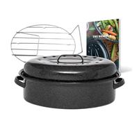 Cocotte en acier émaillé + grille + livre de recette, roaster - 8l - graniteware