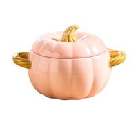 Cocotte En Céramique AntiadhéSive Avec Couvercle, Compatible Micro-Ondes Et Lave-Vaisselle, Avec Poignée, Pour Dessert Ou Soupe, Décoration Pour Thanksgiving, Halloween, Fête De Citrouille (Rose)
