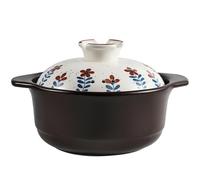 Cocotte en céramique, Casserole avec Couvercle, Grande cocotte Ronde en Terre cule avec Couvercle, Grande cocotte Ronde en Terre Cuite résistante à la Chaleur avec poignée (5 L / 4,6 pintes)