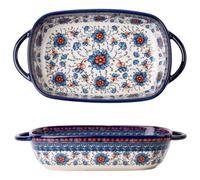 Cocotte en céramique, plat de cuisson rectangulaire résistant à la chaleur avec oreilles pour tapas à tarte au four/9x5x2 pouces