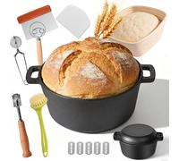 Cocotte en fonte - Diamètre 26 cm - Sans revêtement - Parois épaisses - Deux poignées - Compatible induction - Pour la cuisson du pain