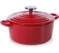 Cocotte en fonte émaillée 20 cm/25 l avec couvercle - Adaptée à l'induction - Cuire, braiser, étuver - Résistante au four et au lave-vaisselle - Chili rouge