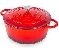Cocotte en fonte émaillée avec couvercle, rouge, 6 litres