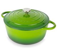 Cocotte en Fonte Émaillée - Casserole Faitout avec Couvercle, Antiadhésif, Marmite pour Induction et Four, 6.1 Liter-Vert-par Nuovva