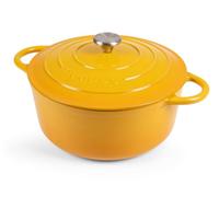 Cocotte en Fonte Émaillée - Casserole Faitout avec Couvercle, Antiadhésif, Marmite pour Induction et Four, 6.1 Liter - Jaune - par Nuovva