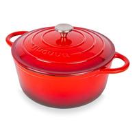Cocotte en Fonte Emaillée - Casserole Faitout avec Couvercle, Antiadhésif, Marmite pour Induction et Four, 6.1 Liter - Rouge - par Nuovva