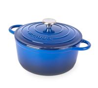 Cocotte en Fonte Emaillée - Casserole Faitout avec Couvercle, Antiadhésif, Marmite pour Induction et Four, 4.7 Liter-Bleu Foncé par Nuovva