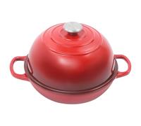 Cocotte en fonte émaillée de 2,2 l avec couvercle et poignées - 26,6 cm - Pour braiser, rôtir, cuisiner (rouge)