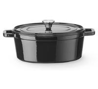 Cocotte en fonte émaillée, HENDI, 4,4 L, noire, 365 x 290 x (H) 115 mm