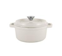COCOTTE EN FONTE ÉMAILLÉE RÉTRO AVEC COUVERCLE 2,2 L VINTAGE CUISINE - CRÈME