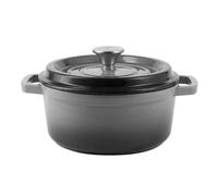 COCOTTE EN FONTE ÉMAILLÉE RÉTRO AVEC COUVERCLE 2,2 L VINTAGE CUISINE - GRIS