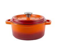 COCOTTE EN FONTE ÉMAILLÉE RÉTRO AVEC COUVERCLE 4,3L VINTAGE CUISINE - ORANGE