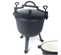 Cocotte en fonte émaillée sur pieds - Vilde - 10 l - Diamètre 28,5 cm - 35,5x31,5x49 cm - Intérieur émaillé beige - Noir