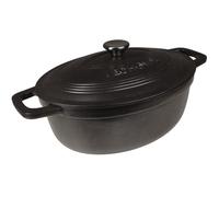 VeoHome cocotte en fonte émaillée, noire, mate, ovale, très résistante, pour induction/gaz/four, cuisson homogène, authentique