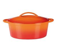 Cocotte en fonte massve - GSW - 33 x 25 cm- Orange - Ovale - Induction
