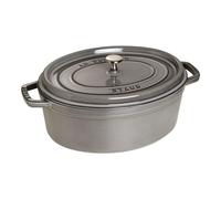 Cocotte en fonte ovale gris graphite 33 cm avec couvercle à bouton laiton