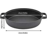Cocotte en fonte - Poêle à double poignée - Sans revêtement - Compatible induction - Fond épais de 4 à 5 mm - Ø 22 cm - Noir