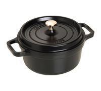 Cocotte en fonte ronde noire 22 cm avec couvercle à bouton laiton