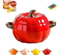Cocotte en Forme de Citrouille, Cocotte Citrouille Avec Couvercle et PoignéE, Compatible Four, Chaleur HomogèNe, IdéAl pour RagoûTs, Soupes, et Rangement au Quotidien (Rouge,L)