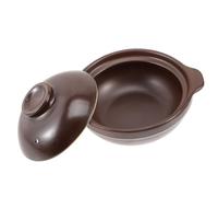 Cocotte en Terre Cuite 600ml Couvercle pour Nouilles et Riz | Faïence Céramique Ronde, Base Plate, Poignées Doubles, Évent Vapeur, Cuisson au Gaz, Service Traditionnel à Table