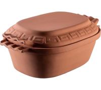 Cocotte en terre cuite - Cocotte romaine - 6 l - Couvercle ovale - e FCM - Marron