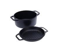Cocotte et Poêle Induction Fonte Assaisonnée 27 cm, Dutch Oven 5,7L, Sans PTFE 30940 Noir