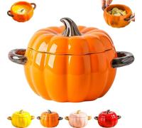 Cocotte Fonte Émaillée Halloween Citrouille En Fonte, Marmite Citrouille en Céramique Décorative avec Couvercle, Cuisson Homogène, Marmite Céramique pour Soupe, Ragoût, Cuisson au Four (Orange, S)