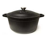 Cocotte fonte émaillée noire mate 6L - Diamètre 28 cm ultra résistante - Compatible induction, gaz et four, cuisson homogène