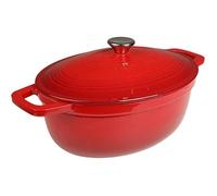 Cocotte Fonte Émaillée Rouge 6L ovale Faitout Ultra Résistant Marmite Compatible Rouge Ovale Ovale 6 OVALE 6 LITRES (32CM) WOK