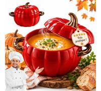 Cocotte Fonte Forme Citrouille, Bol en Forme de Citrouille (B Moyen) | Cocotte citrouille antiadhésive, facile à nettoyer, idéale pour soupes, ragoûts et plats mijotés d’automne