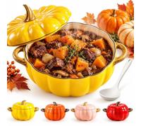 Cocotte Fonte Forme Citrouille, Marmite Citrouille Induction, Cocotte Fonte Émaillée Halloween, Tous Feux Four, Cuisson Homogène, Couvercle Étanche Mijotés fur Halloween，Yellow：S