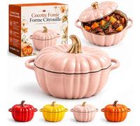 Cocotte Fonte Forme Citrouille, Marmite Citrouille Induction Cocotte Fonte Émaillée Halloween Tous Feux Four Cuisson Homogène Couvercle Étanche Mijotés，C：L