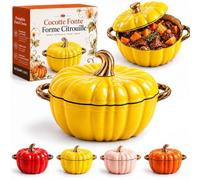 Cocotte Fonte Forme Citrouille, Marmite Citrouille Induction Cocotte Fonte Émaillée Halloween Tous Feux Four Cuisson Homogène Couvercle Étanche Mijotés，A：M