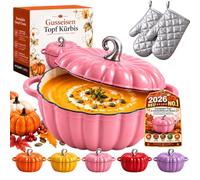 Cocotte Fonte Forme Citrouille, Marmite Citrouille Induction en Fonte Émaillée, Tous Feux et Four, Cuisson Homogène, Couvercle Ajusté pour Mijotés, Soupes, Ragoûts, Halloween et Automne，03-1700ML