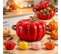 Cocotte Fonte Forme Citrouille,Marmite Citrouille Induction Halloween，C-S | Cocotte Fonte Émaillée Halloween,CréAtive Cocottes En Fontes éMailléE Forme De,Pour Soupes,RagoûTs Et Plats Mijotés