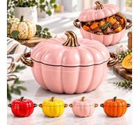 Cocotte Fonte Forme Citrouille,Récipient de service non chauffable | Cocotte Fonte Émaillée Halloween,Tous Feux Four,Cuisson Homogène,Couvercle Étanche Mijotés