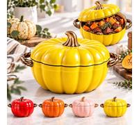 Cocotte Fonte Forme Citrouille,Récipient de service non chauffable | Cocotte Fonte Émaillée Halloween,Tous Feux Four,Cuisson Homogène,Couvercle Étanche Mijotés
